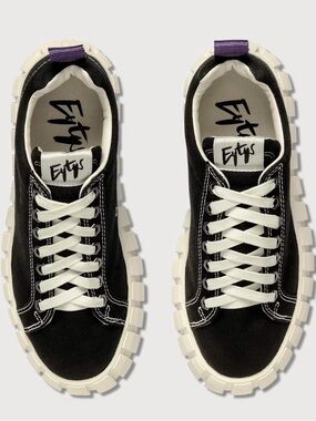 Eytys ODESSA Black & White Chunky Sole Canvas Sneaker Size 9